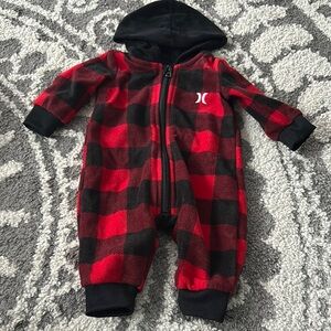 Hurley Red and Black Bodysuit One Piece with Hood